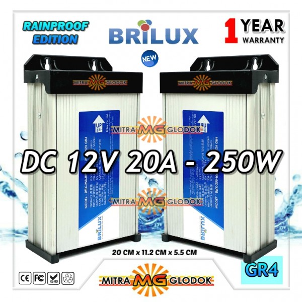 Power Supply Trafo Brilux DC 12V 20.8A | 250W (Super Quality) - Rainproof